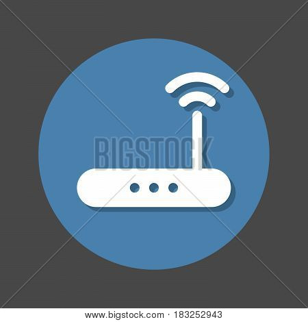 Wireless wi-fi router flat icon. High speed internet connection round colorful button circular vector sign with shadow effect. Flat style design