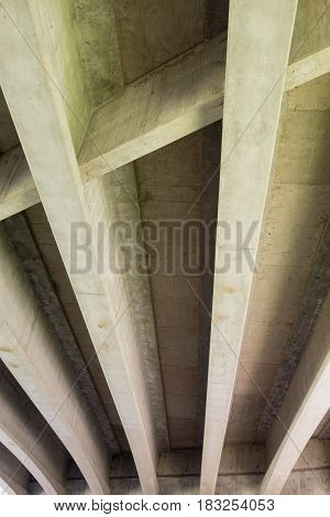 Interstate 5 or I5 bridge underside in Eugene Oregon.