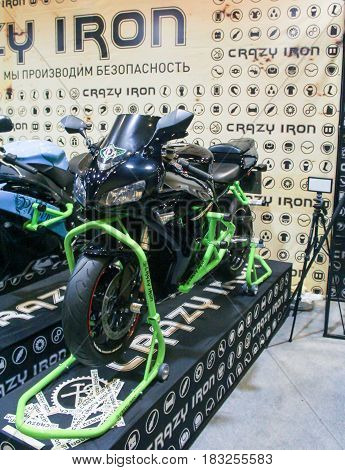 St. Petersburg Russia - 15 April, Sports racing motorcycle bike,15 April, 2017.
International Motor Show IMIS-2017 in Expoforurum.
Motorcycles and motoconcepts presented at St. Petersburg Motor Show.