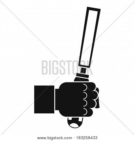 Chisel tool in man hend icon in simple style isolated on white background vector illustration