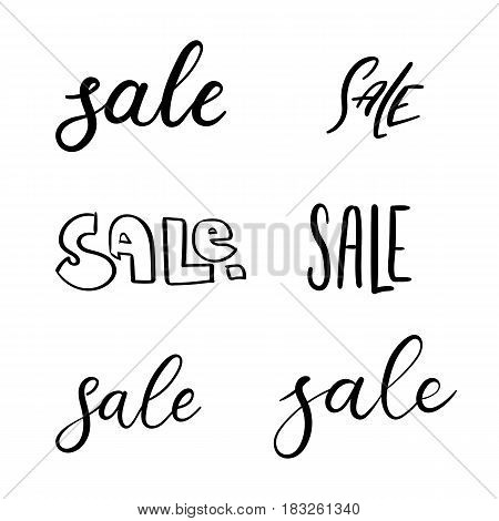 Sale. Set Of Handwritten Inscriptions. Vector Hand Lettering Text. Calligraphy