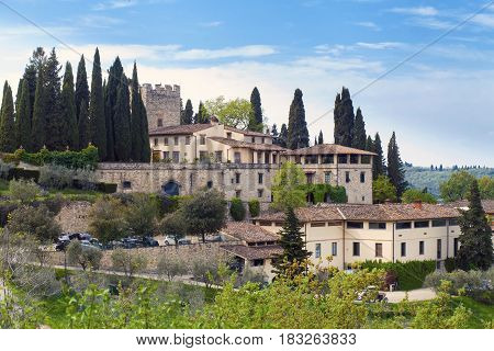 View on Castello Verazzano Greve in Chianti Italy