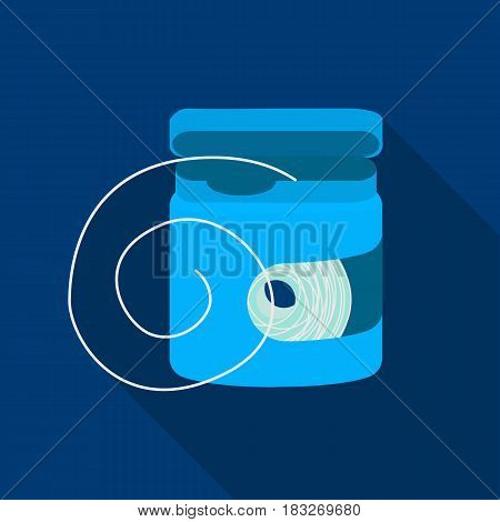 Dental floss icon in flat style isolated on white background. Dental care symbol vector illustration.