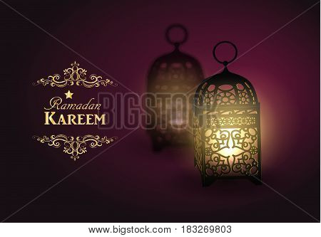 Intricate Arabic lamps with lights for Ramadan Kareem vector