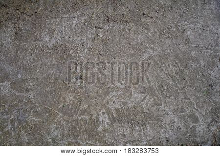 Old concrete gray floor with streaks. The texture of the old cement is shown