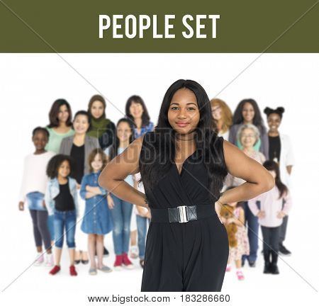 Various of diversity women generation group standing with smiling on background