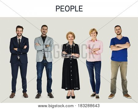 Set of Diversity Adult People Gesture Lifestyle Studio Portrait