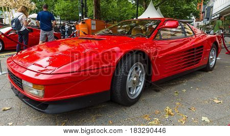 BERLIN - JUNE 14 2015: Sports car Ferrari Testarossa (Type F110). The Classic Days on Kurfuerstendamm.