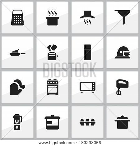 Set Of 16 Editable Meal Icons. Includes Symbols Such As Hand Mixer, Cup , Grill. Can Be Used For Web, Mobile, UI And Infographic Design.