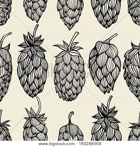 Hop beer seamless pattern background set. Vector illustration