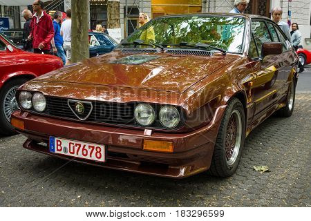 BERLIN - JUNE 14 2015: Sports car Alfa Romeo GTV6. The Classic Days on Kurfuerstendamm.