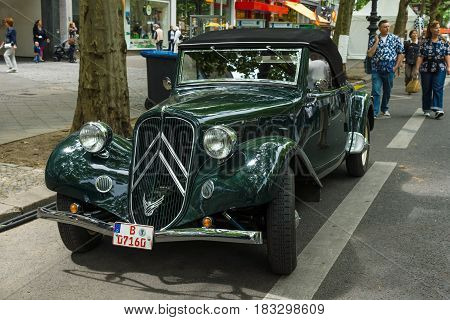 BERLIN - JUNE 14 2015: Mid-size luxury car Citroen Traction Avant. The Classic Days on Kurfuerstendamm.