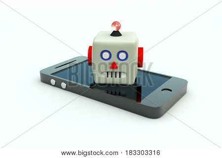 CHATBOT mobile phone white background 3d illustration