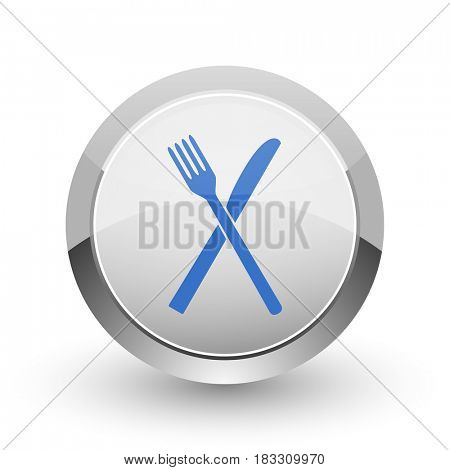 Restaurant chrome border web and smartphone apps design round glossy icon.