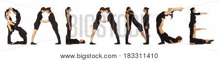 Black Dressed People Forming Word Balance