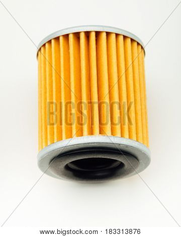 oil filter part for car, white background