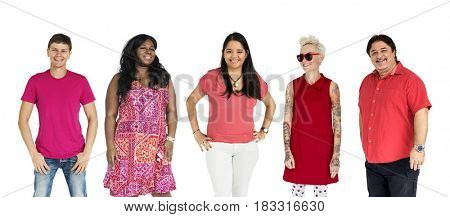 Set of Diversity Adult People Gesture Lifestyle Studio Portrait