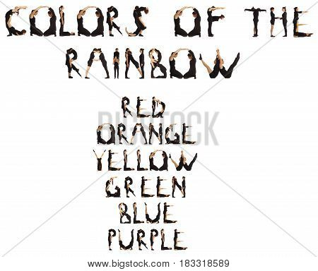 People Forming Colours Of The Rainbow
