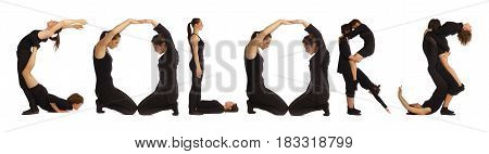 Black Dressed People Forming Word Colors