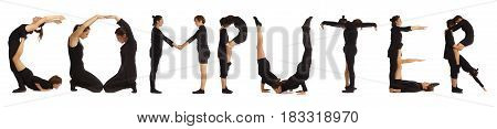 Black Dressed People Forming Word Computer