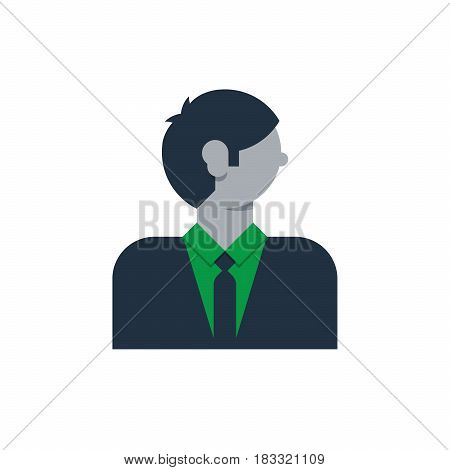 Male character turned head, middle age man, business and finance expert, office clerk, bold in glasses. Flat design vector illustration