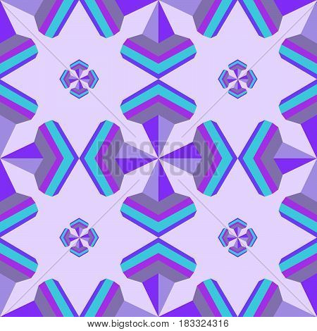 Seamless geometric 3d abstract pattern on purple background.For design wallpaper cover invitation fabric. Vector background.