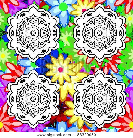 Vector Mandala. Background. Boho Style Flower Seamless Pattern. Tiled Mandala Design Best For Print 