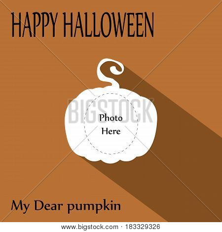 Simple Happy halloween card with pumpkin silhouette and place for photo