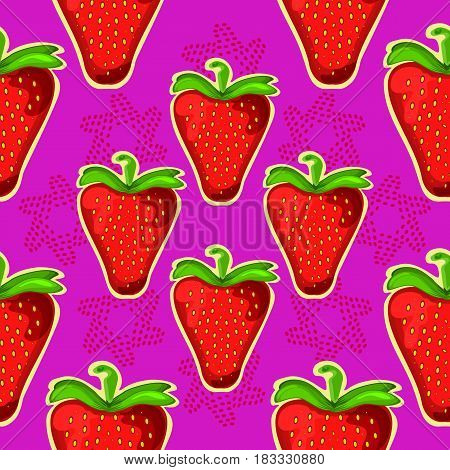 Strawberry seamless vector pattern. Can be used in web design, printed on fabric, pape. Background, element in a composition.