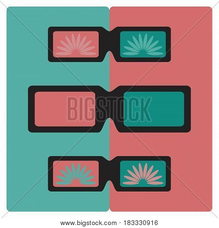 Set 3D glasses vector illustration of flat with ornament