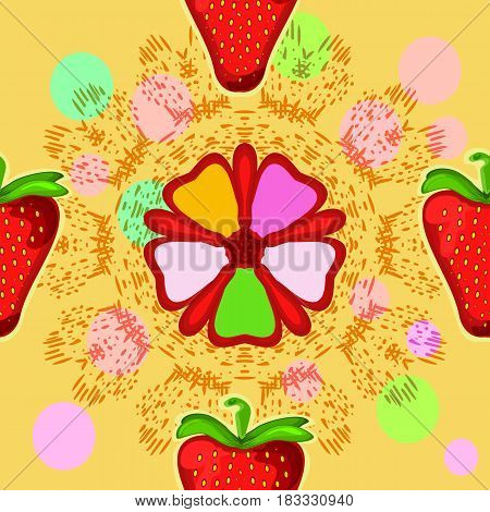 Strawberry seamless vector pattern. Can be used in web design, printed on fabric, pape. Background, element in a composition.