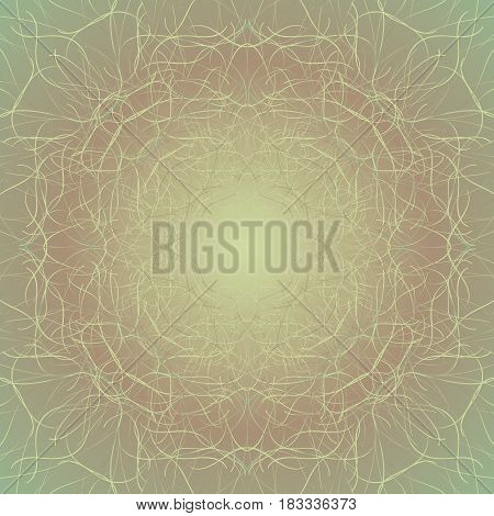 Centripetal ornamental openwork composition. Ornamental ornate pattern of curved lines. Raster illustration.