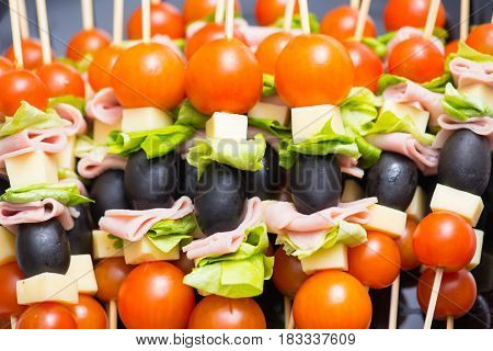 Appetizers Mix at wedding time. close details