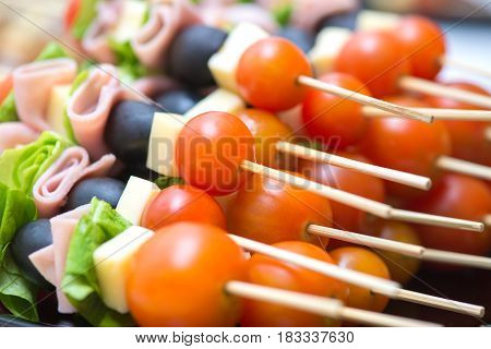 Appetizers Mix at wedding time. close details