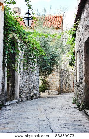 Old town, Budva. Montenegro. Old street in Budva