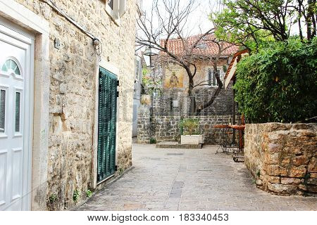 Old town, Budva. Montenegro. Old street in Budva