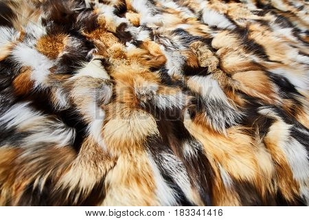 Bed cover made of natural fur background