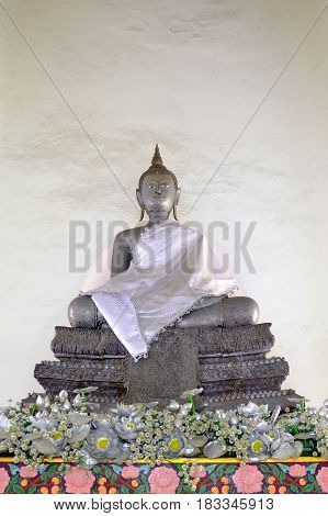 Ancient Silver Buddha Image Inside Wat Phitchaya Yatikaram Worawiharn Temple. This Temple Is An Anci