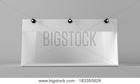 White creative exhibition stand design. Booth template. Corporate identity 3d rendering