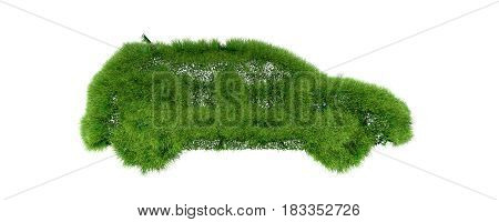 3d rendering of grass car on white