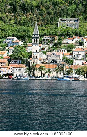 Perast, Montenegro. Bay of Kotor. Beautiful nature in Montenegro