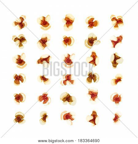 Set of realistic bright popcorn isolated on white