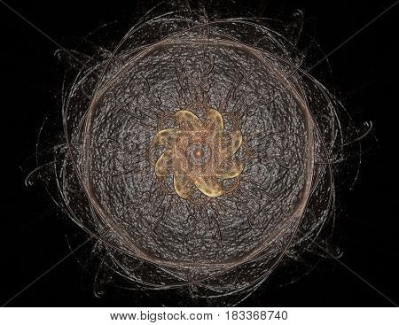Geometry of Space series. Visually attractive backdrop made of conceptual grids curves and fractal elements suitable as element for layouts on physics mathematics technology science and education.