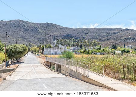 BARRYDALE SOUTH AFRICA - MARCH 25 2017: A street scene in Barrydale a small town on the scenic Route 62 in the Western Cape Province