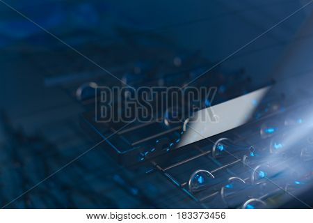 For checking ears. Close up of ear-funnels lying on bar screen being sterilized, blue colors