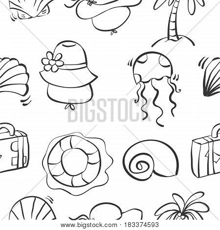 Illustration vector summer object doodles collection stock