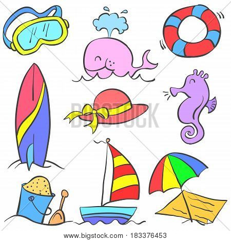 Collection stock of holiday object doodles vector art