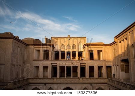 KASHAN IRAN - OCTOBER 20 2016 : The Abbasian (Abbasi) House is a large traditional historical house was built in the late 18th century by a wealthy merchant in Kashan Isfahan Province Iran.
