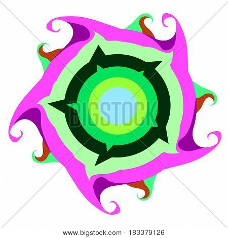 Circle in the form of a purple sun with rays