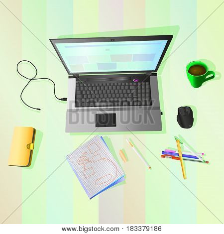 Computer and the scheme on the desktop